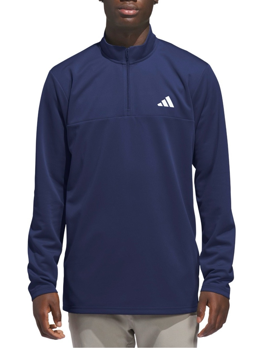 adidas Men’s Quarter Zip Pullover Blue Long Sleeve Performance Top